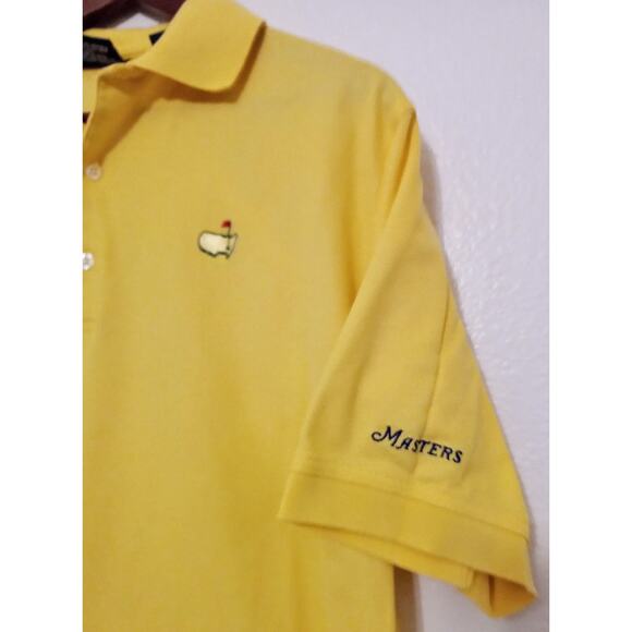 Vintage Masters Golf Polo Shirt Yellow Made in Hong Kong Mens Augusta SZ Med - Picture 3 of 8